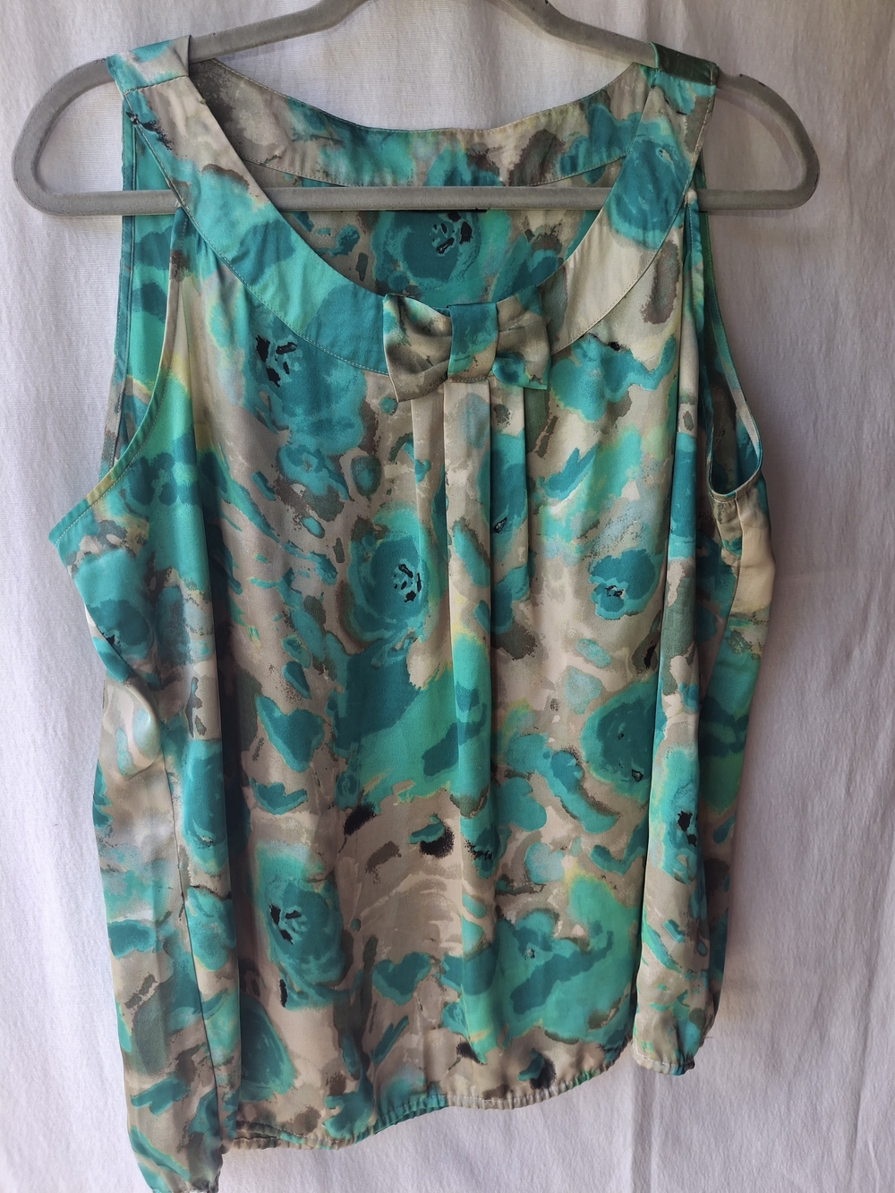 Zac & Rachel Teal and Cream Floral Sleeveless Camisole
